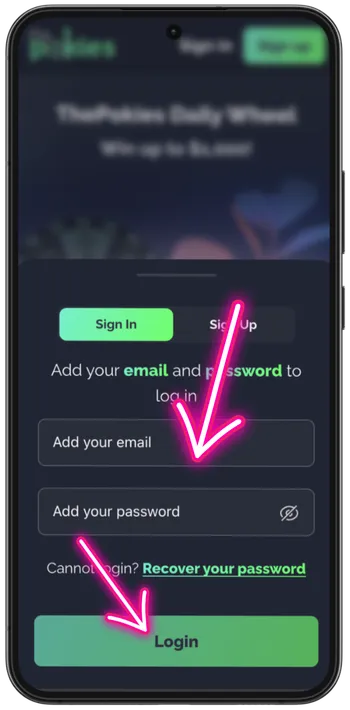 Enter credentials in Thepokies115.net login window